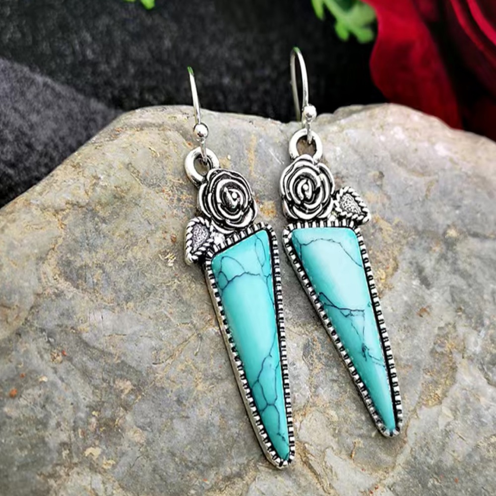 Turquoise rose earrings - Picture 1 of 1